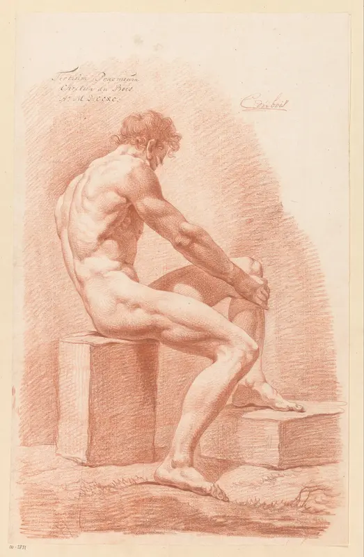 Zittend mannelijk naakt, van opzij gezien (3e prijs 1790) Wall Art by Chrétien Dubois - High-Resolution Digital Print