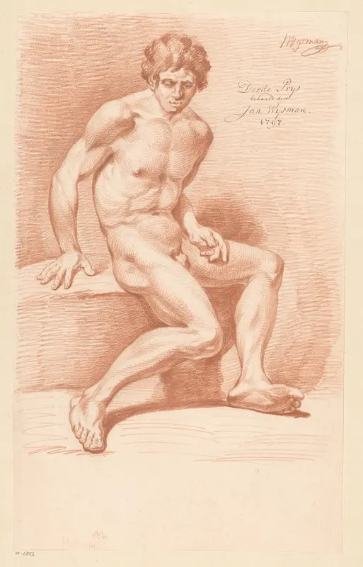 Zittend mannelijk naakt, van opzij gezien (3e prijs 1797) Wall Art by Jacobus Wijsman - High-Resolution Digital Print