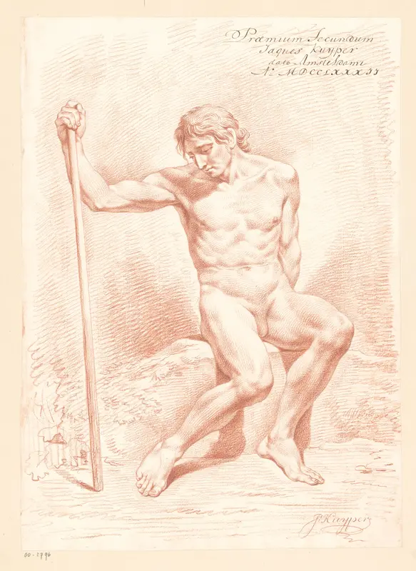 Zittend mannelijk naakt, van voren gezien (2e prijs 1782) Wall Art by Jacques Kuyper - High-Resolution Digital Print