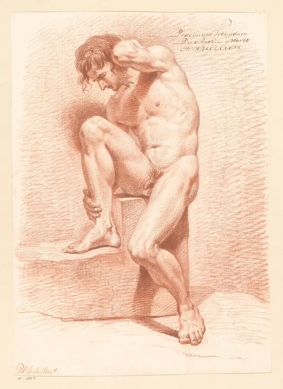 Zittend mannelijk naakt, van voren gezien (2e prijs 1789) Wall Art by Derk Anthony van de Wart - High-Resolution Digital Print