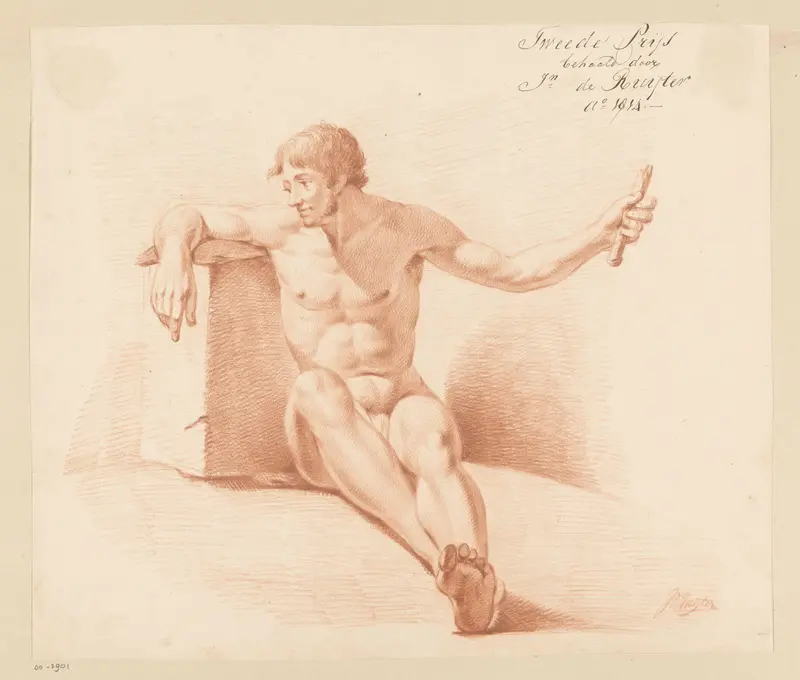 Zittend mannelijk naakt, van voren gezien (2e prijs 1814) Wall Art by Jan de Ruyter (II) - High-Resolution Digital Print