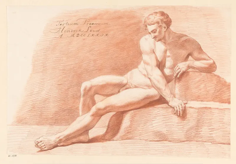 Zittend mannelijk naakt, van voren gezien (3e prijs 1779) Wall Art by Hendrik Louw - High-Resolution Digital Print