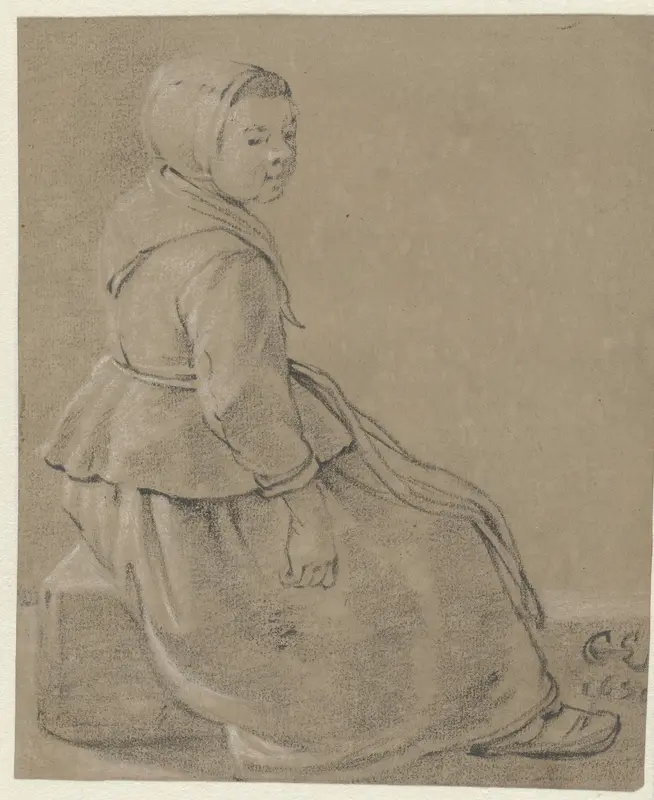 Zittend meisje, en profil naar rechts Wall Art by Cornelis Saftleven - High-Resolution Digital Print