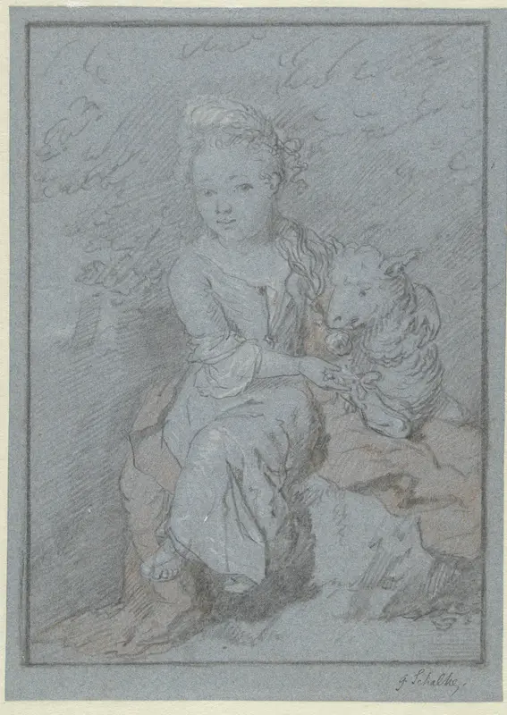 Zittend meisje met een schaap Wall Art by Godfried Schalcken - High-Resolution Digital Print