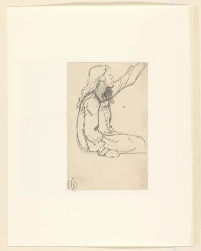 Zittend meisje met opgeheven linkerarm Wall Art by Richard Nicolaüs Roland Holst - High-Resolution Digital Print