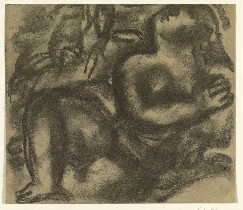Zittend vrouwelijk naakt in een landschap Wall Art by Leo Gestel - High-Resolution Digital Print