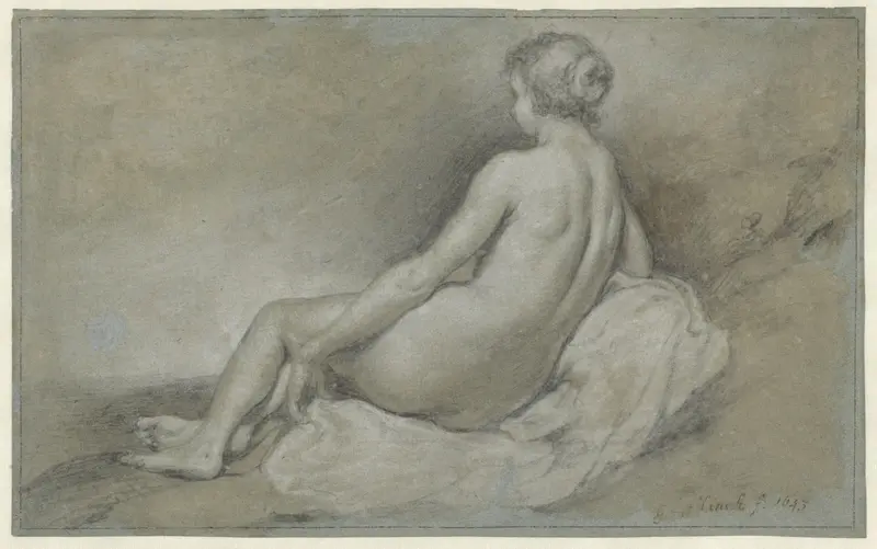 Zittend vrouwelijk naakt, op de rug gezien Wall Art by Govert Flinck - High-Resolution Digital Print