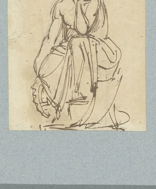 Zittende allegorische vrouwenfiguur Wall Art by anonymous - High-Resolution Digital Print