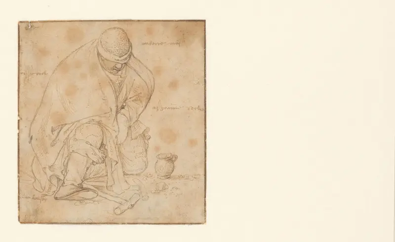Zittende bedelaar, in een mantel gehuld Wall Art by Roelant Savery - High-Resolution Digital Print