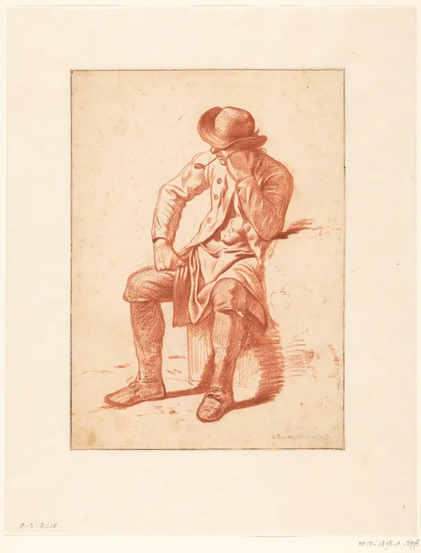 Zittende boer die pijp rookt Wall Art by Wouter Johannes van Troostwijk - High-Resolution Digital Print
