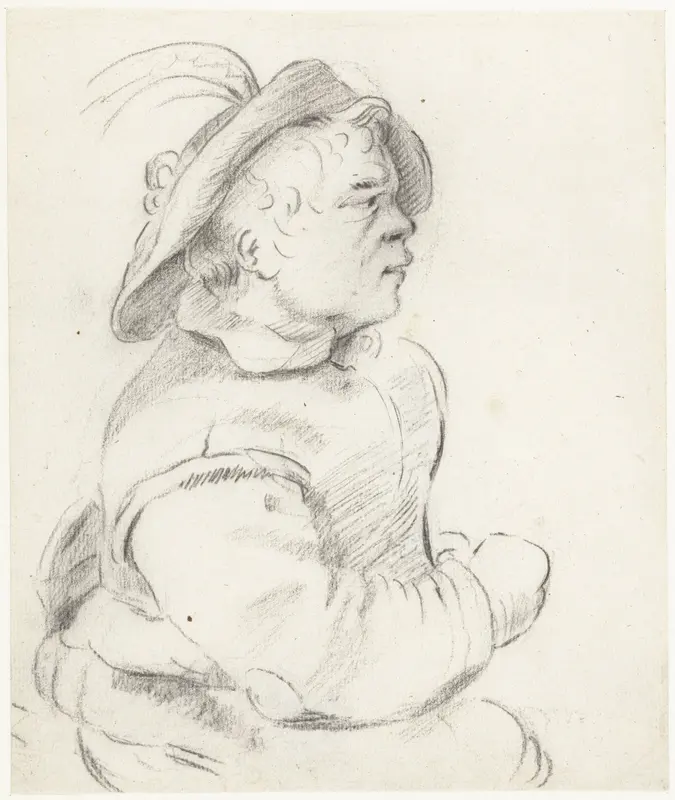 Zittende boer met flambard op, in profiel Wall Art by Moses ter Borch - High-Resolution Digital Print