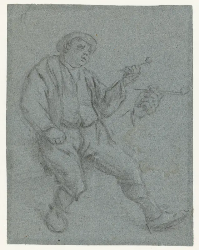 Zittende boer met pijp Wall Art by Adriaen van Ostade - High-Resolution Digital Print