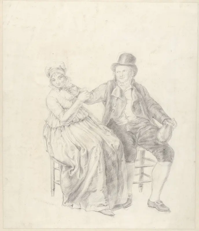 Zittende dame en heer Wall Art by Unknown - High-Resolution Digital Print