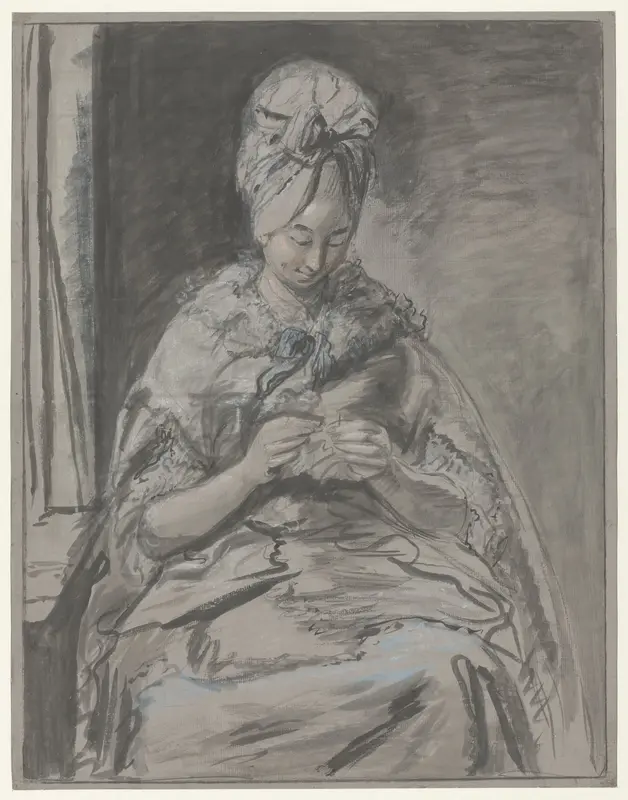 Zittende dame met hoge pruik Wall Art by Louis Bernard Coclers - High-Resolution Digital Print