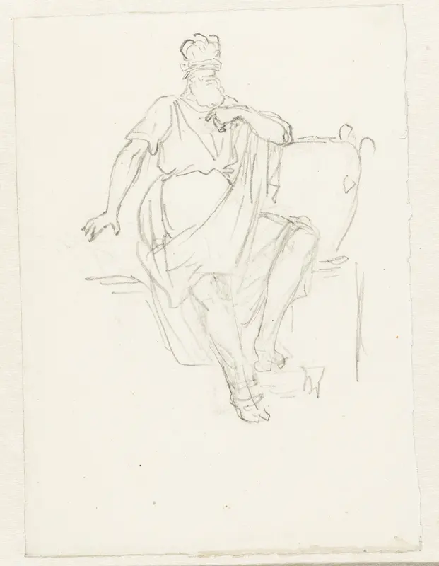 Zittende geblinddoekte man, naast een urn Wall Art by Pieter Bartholomeusz. Barbiers - High-Resolution Digital Print