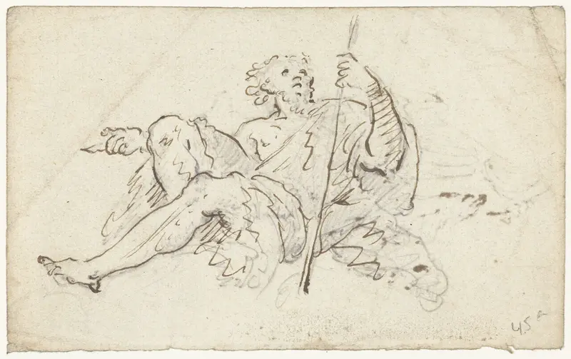 Zittende god, met staf in linkerhand Wall Art by Unknown - High-Resolution Digital Print