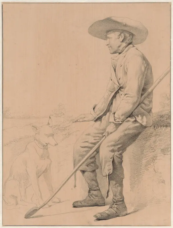 Zittende herder met hond Wall Art by Jozef Hoevenaar - High-Resolution Digital Print