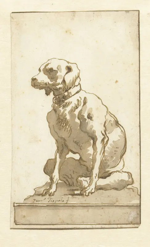 Zittende hond Wall Art by Giovanni Domenico Tiepolo - High-Resolution Digital Print