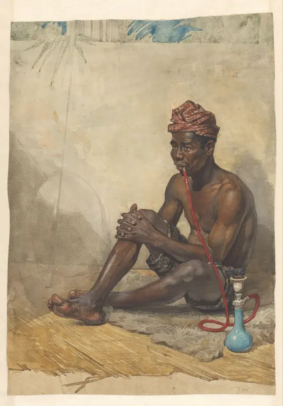 Zittende Indische man met waterpijp Wall Art by Willem Witsen - High-Resolution Digital Print