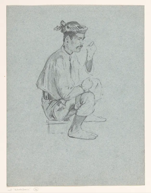 Zittende Indonesische man, mogelijk Amit Wall Art by Willem Witsen - High-Resolution Digital Print