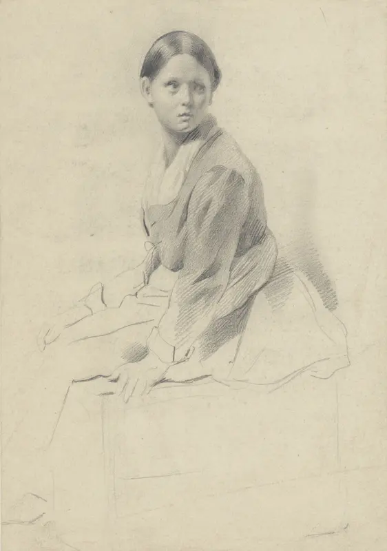 Zittende jonge vrouw Wall Art by Albert Neuhuys (1844-1914) - High-Resolution Digital Print