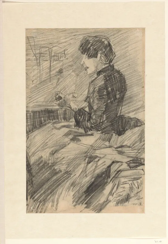 Zittende jonge vrouw, naar links Wall Art by Willem de Zwart - High-Resolution Digital Print