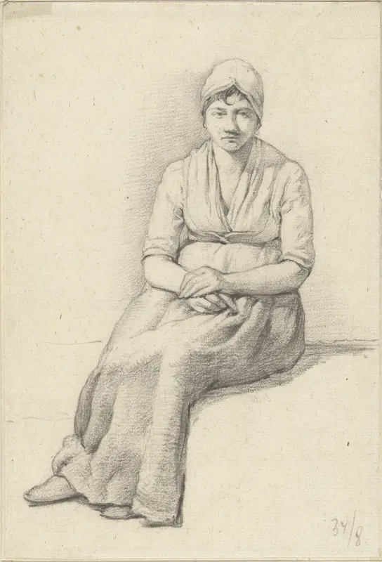 Zittende jonge vrouw, van voren Wall Art by Abraham Johannes Ruytenschildt - High-Resolution Digital Print
