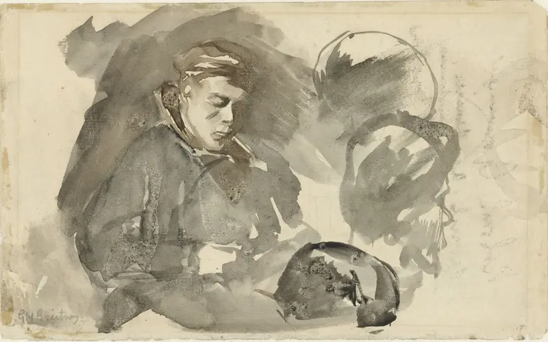 Zittende jongen Wall Art by George Hendrik Breitner - High-Resolution Digital Print