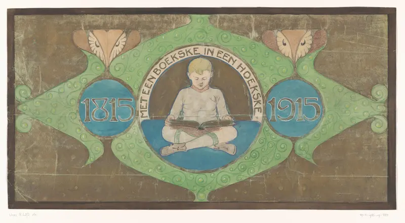 Zittende jongen leest een boek Wall Art by Reinier Willem Petrus de Vries (1874-1953) - High-Resolution Digital Print