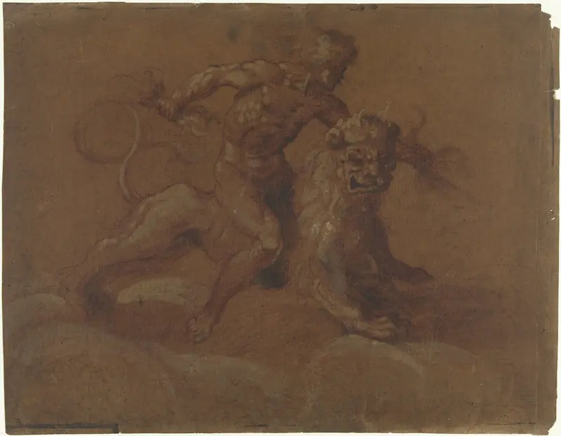 Zittende Jupiter op een leeuw, op wolken Wall Art by anonymous - High-Resolution Digital Print
