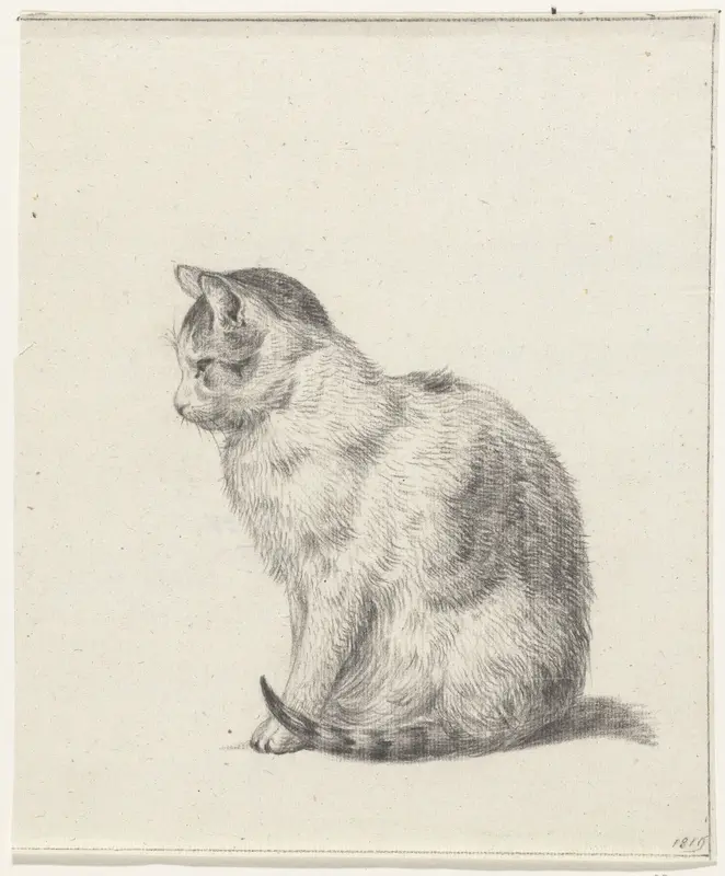 Zittende kat, naar links Wall Art by Jean Bernard - High-Resolution Digital Print