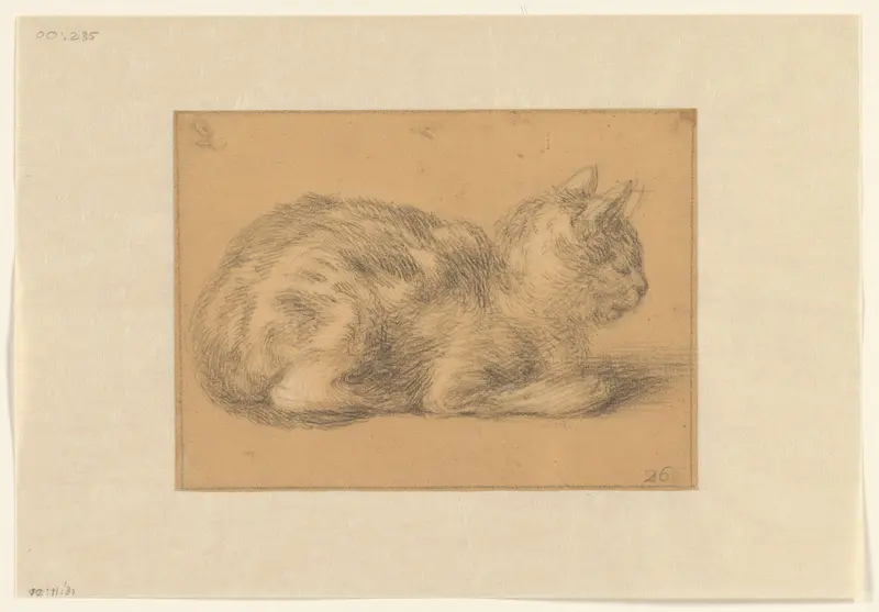 Zittende kat, naar rechts Wall Art by Unknown - High-Resolution Digital Print