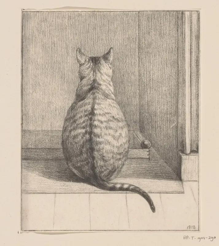 Zittende kat, van achteren Wall Art by Jean Bernard - High-Resolution Digital Print