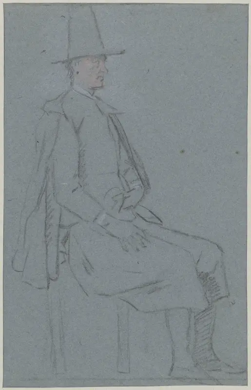 Zittende kwaker, profiel naar rechts, met een hand op de dij Wall Art by Cornelis Troost - High-Resolution Digital Print