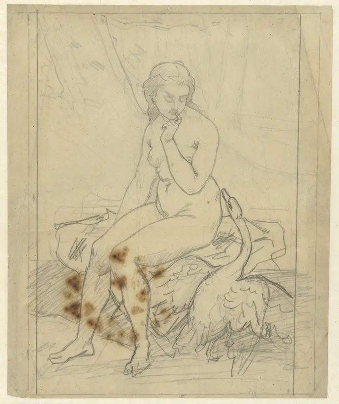 Zittende Leda met de zwaan Wall Art by Ferdinand Roybet - High-Resolution Digital Print