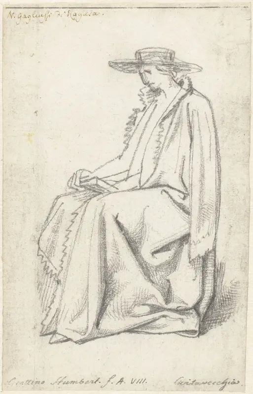Zittende, lezende man Wall Art by David Pièrre Giottino Humbert de Superville - High-Resolution Digital Print