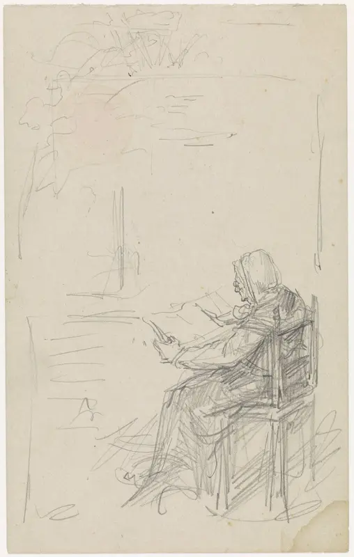 Zittende lezende oude vrouw Wall Art by Antoon Derkinderen - High-Resolution Digital Print