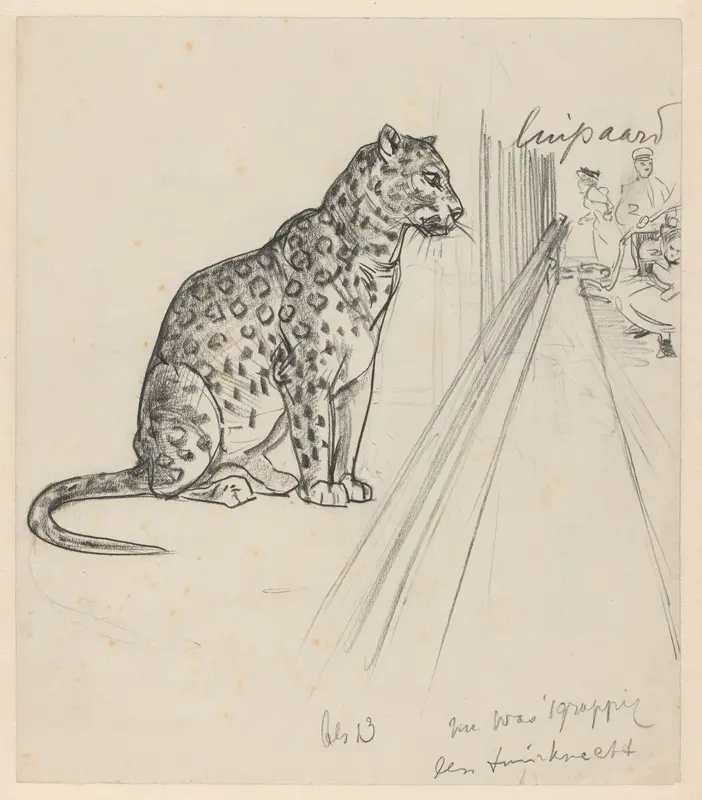 Zittende luipaard in een dierentuin Wall Art by Willem Vaarzon Morel - High-Resolution Digital Print