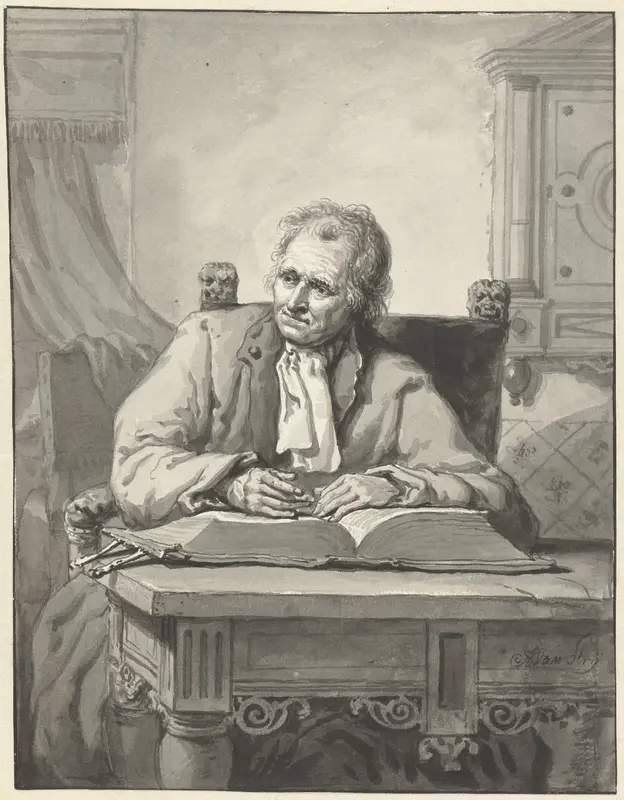Zittende man aan een tafel met een opengeslagen bijbel Wall Art by Abraham van Strij (I) - High-Resolution Digital Print