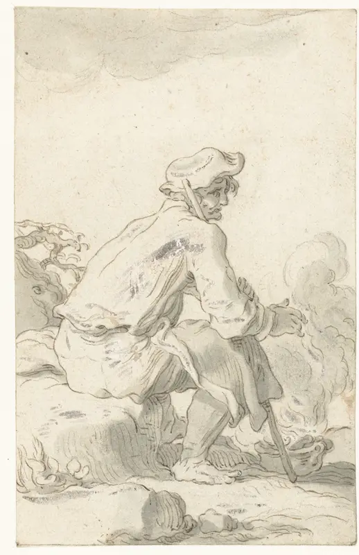 Zittende man bij een vuur Wall Art by Abraham Bloemaert - High-Resolution Digital Print
