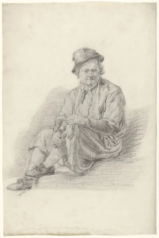 Zittende man, de handen om de linkerknie geslagen Wall Art by anonymous - High-Resolution Digital Print