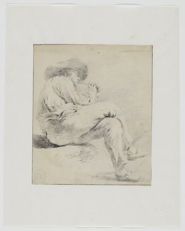 Zittende man, een pijp rokend Wall Art by anonymous - High-Resolution Digital Print