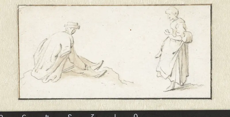 Zittende man en een staande vrouw Wall Art by Herman Saftleven - High-Resolution Digital Print