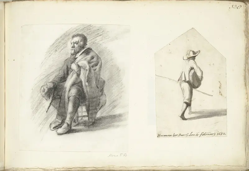 Zittende man en lopende jongen Wall Art by Harmen ter Borch - High-Resolution Digital Print