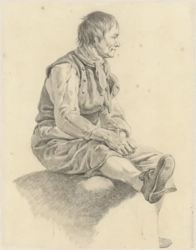 Zittende man, en profil naar rechts Wall Art by Adrianus van der Koogh - High-Resolution Digital Print