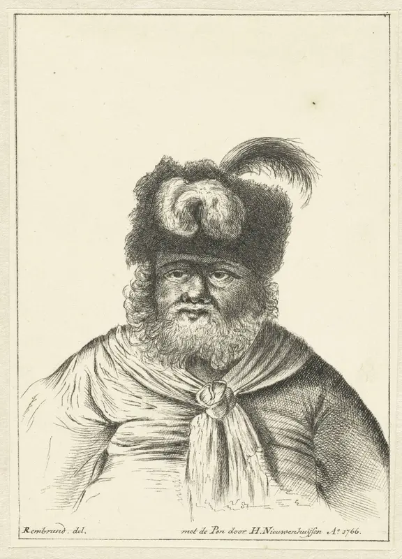 Zittende man met bontmuts Wall Art by Hendrik Nieuwenhuysen - High-Resolution Digital Print