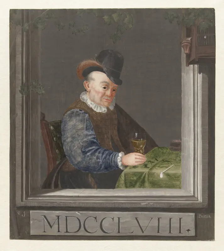 Zittende man met een glas in de hand Wall Art by C.J. Boers - High-Resolution Digital Print
