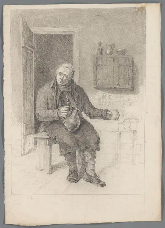 Zittende man met een karaf en glas Wall Art by anonymous - High-Resolution Digital Print