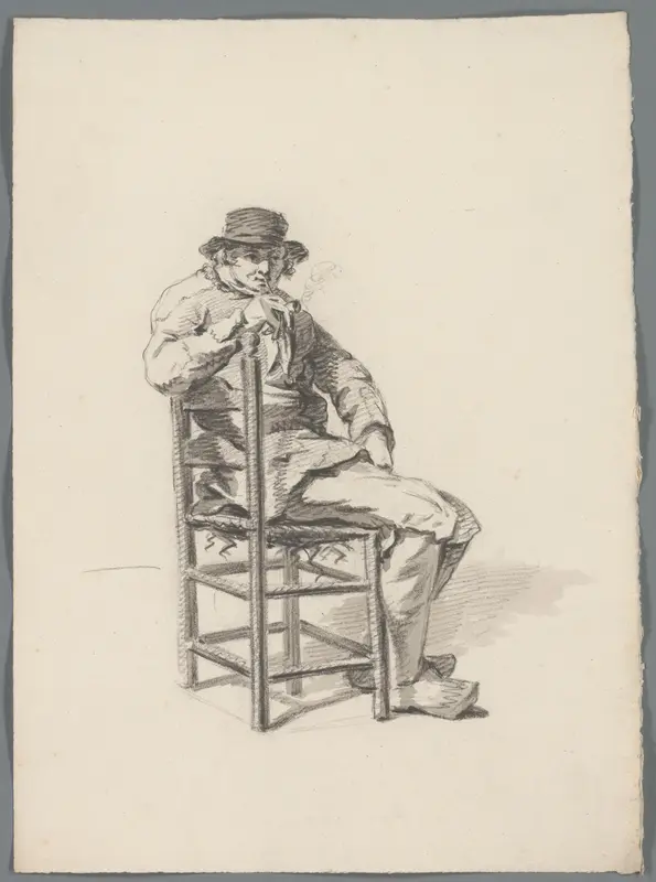 Zittende man met een pijp Wall Art by anonymous - High-Resolution Digital Print