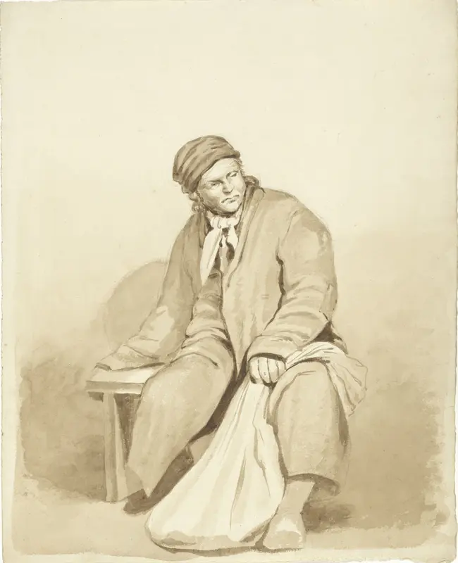 Zittende man met een zak Wall Art by Pieter van Loon - High-Resolution Digital Print